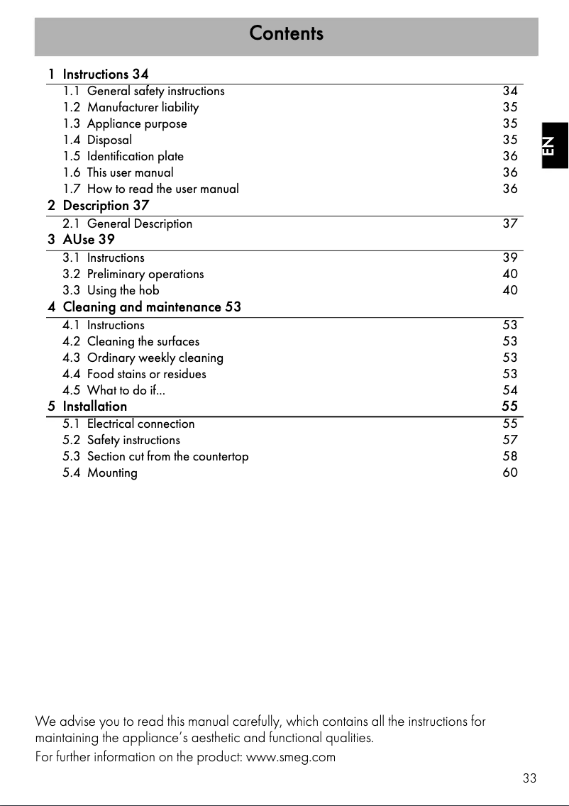 Page 1 de la notice Manuel utilisateur Smeg SIM631WLDX