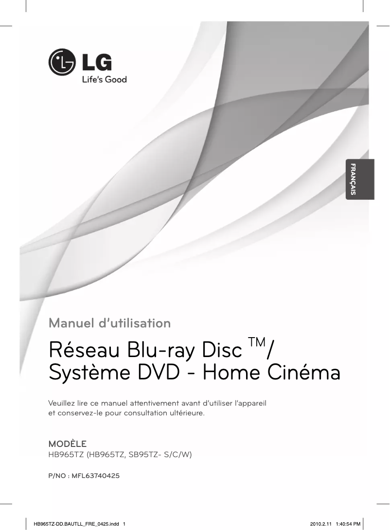 Página 1 del manual Manual de usuario LG HB965TZ