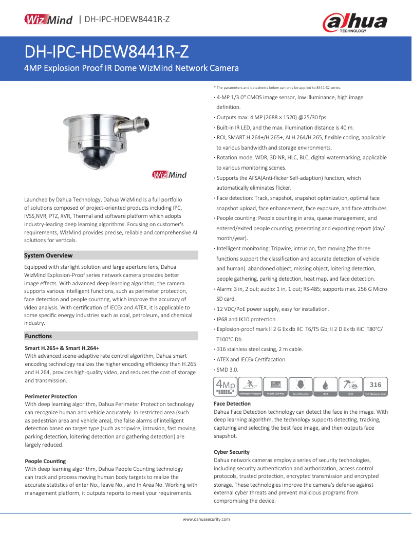 Page n°1 - Fiche technique Dahua Technology IPC-HDEW8441R-Z