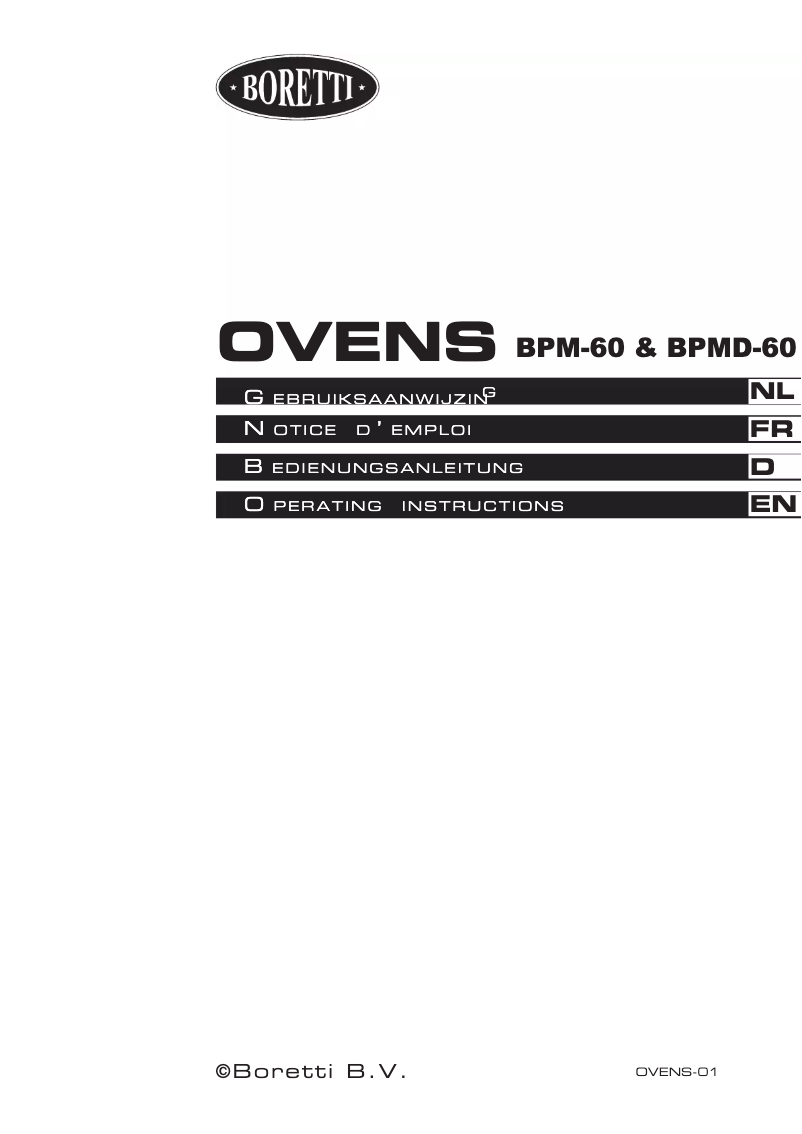 Page 1 de la notice Manuel utilisateur Boretti BPM60