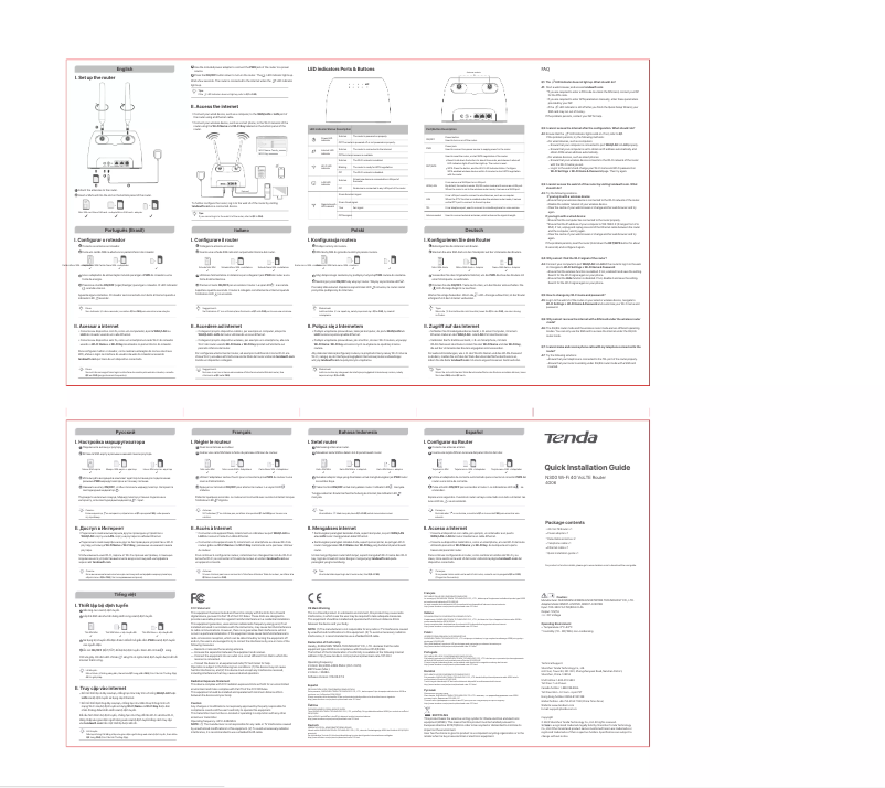 Page 1 de la notice Guide d'installation Tenda 4G06