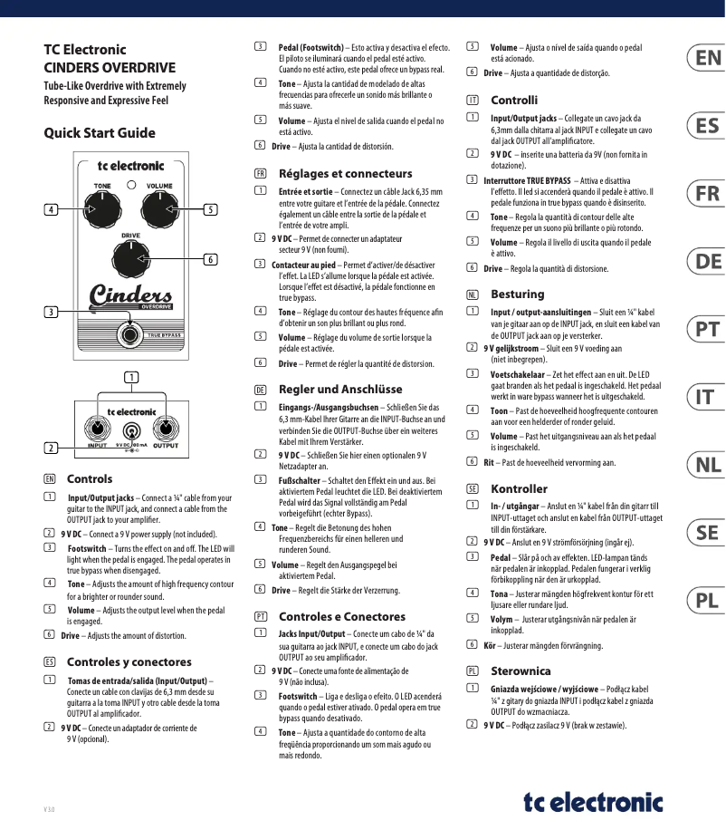 Page n°1 - Guide de démarrage rapide TC Electronic Cinders Overdrive