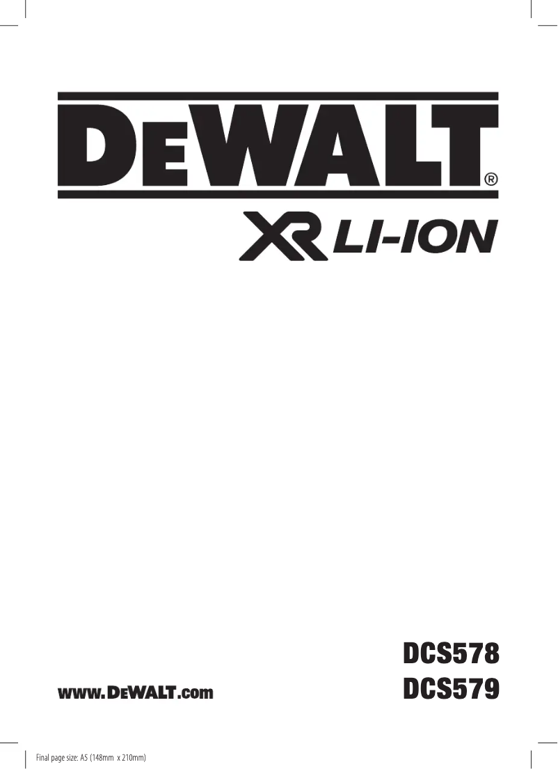 Page n°1 - Manuel utilisateur DeWalt DCS579