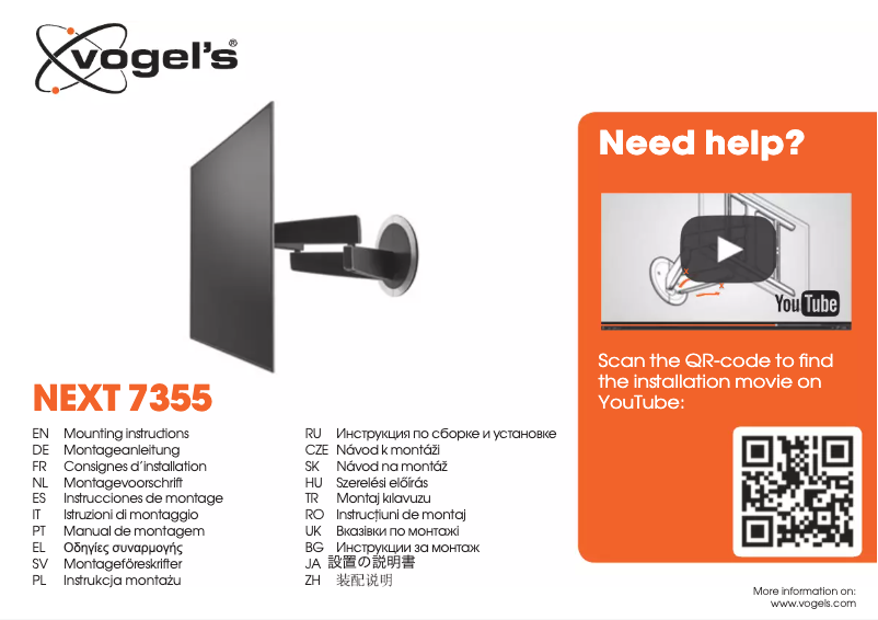 Page n°1 - Manuel utilisateur Vogel's Next 7355