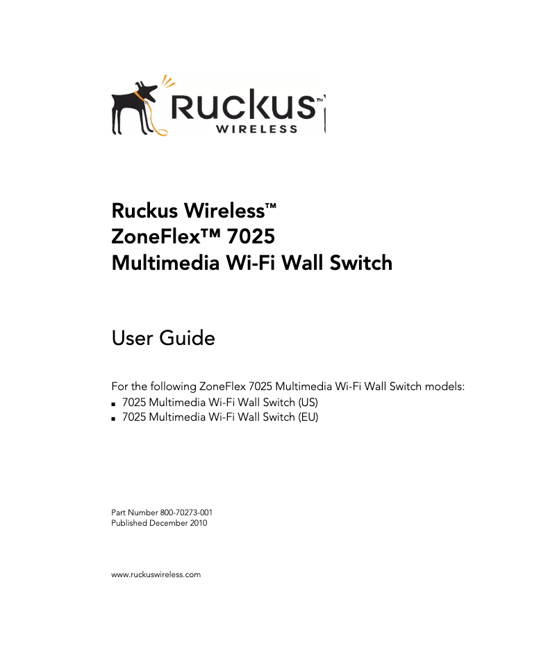 Page n°1 - Manuel utilisateur Ruckus Wireless ZoneFlex 7025
