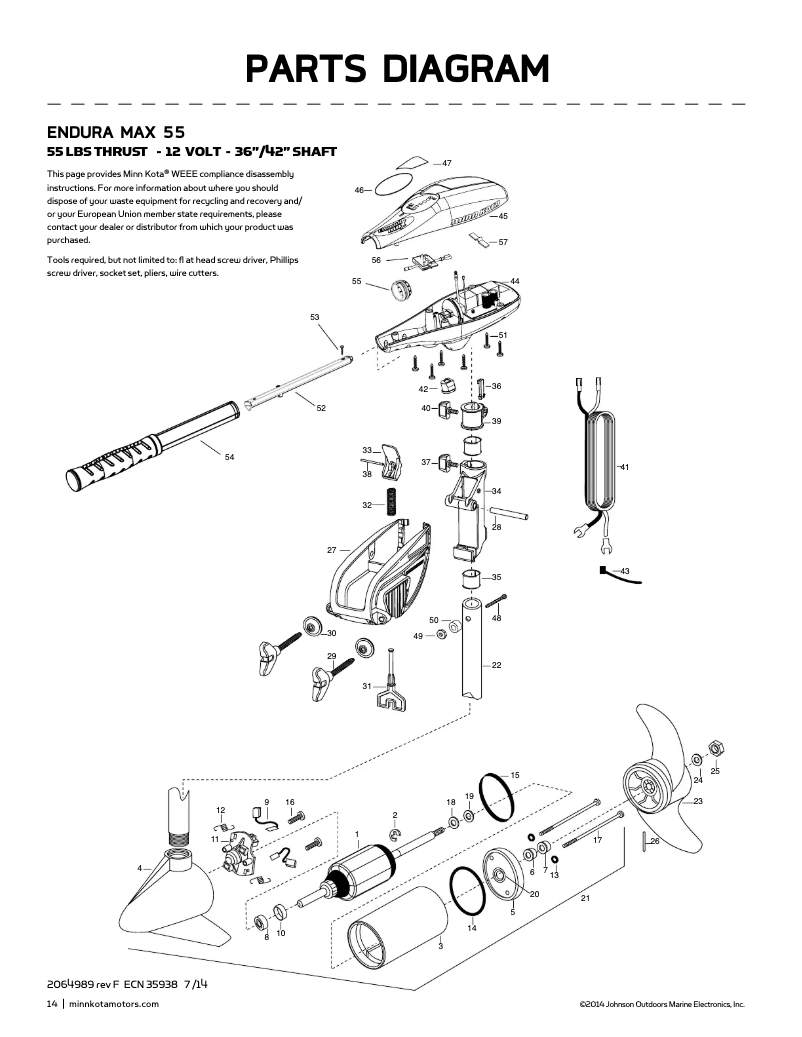 Page 1 de la notice Manuel utilisateur Minn Kota Endura Max 55