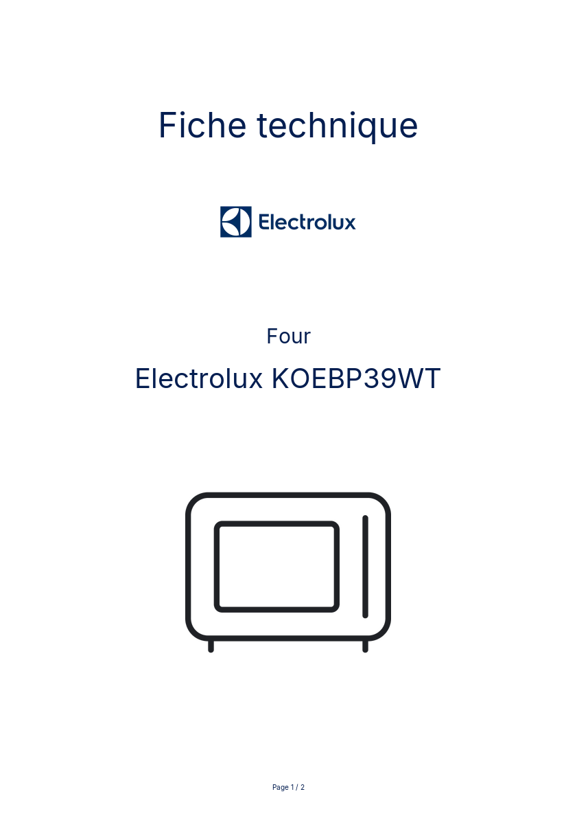 Page n°1 - Fiche technique Electrolux KOEBP39WT