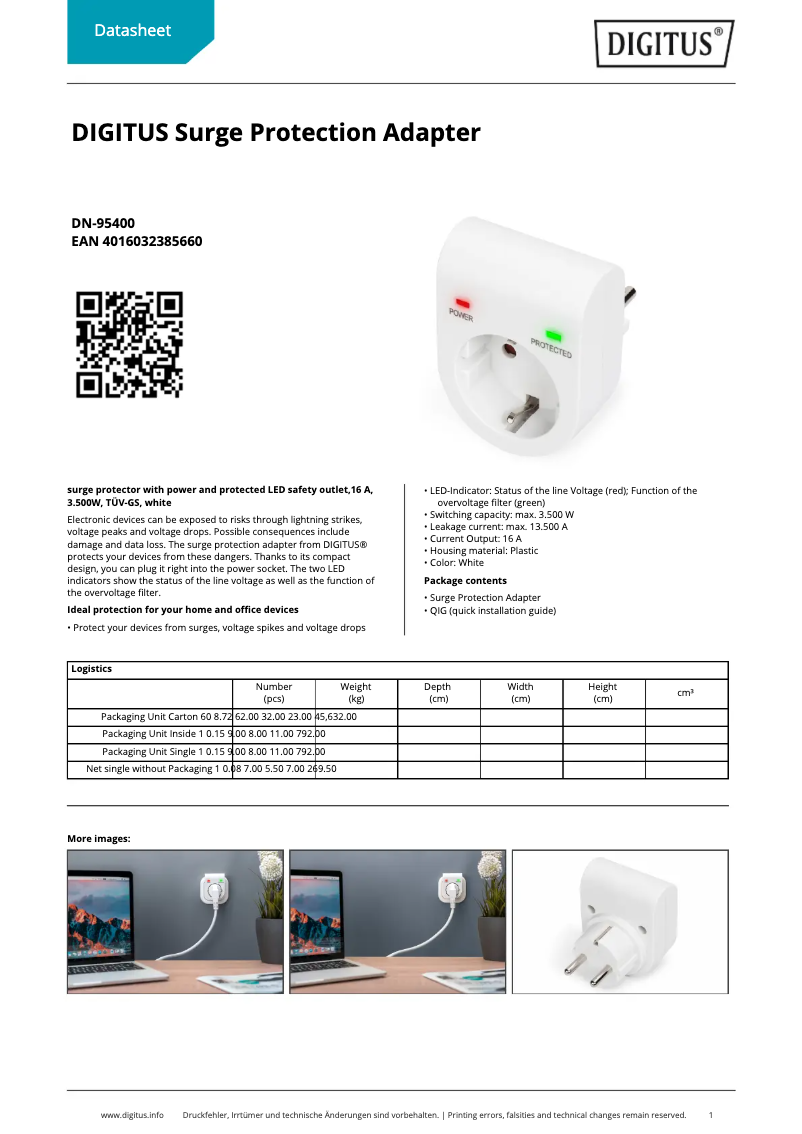 Page n°1 - Fiche technique Digitus DN-95400