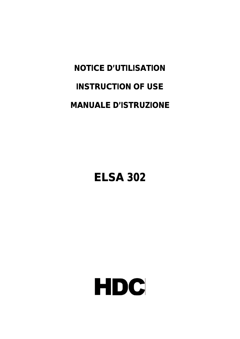 Page n°1 - Manuel utilisateur HDC ELSA302