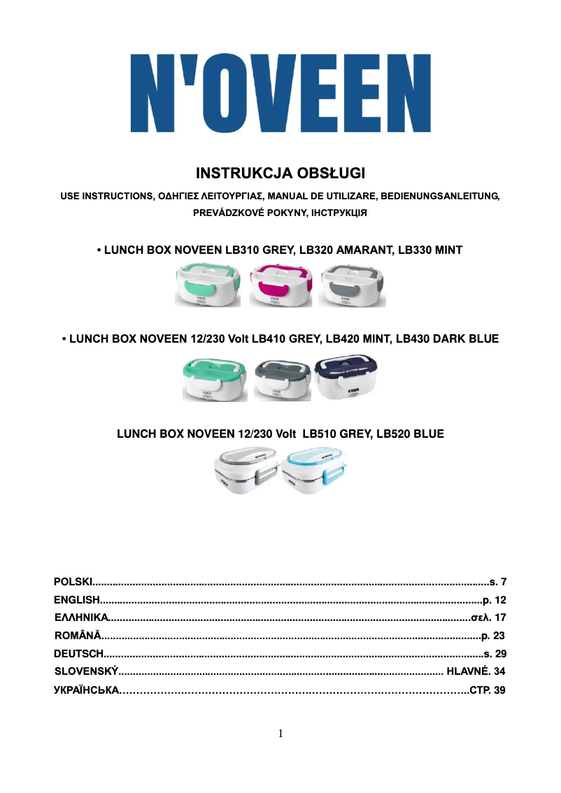 Page 1 de la notice Manuel utilisateur N'oveen LB340