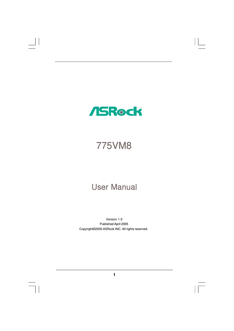 Image de la première page du manuel de l'appareil 775VM8