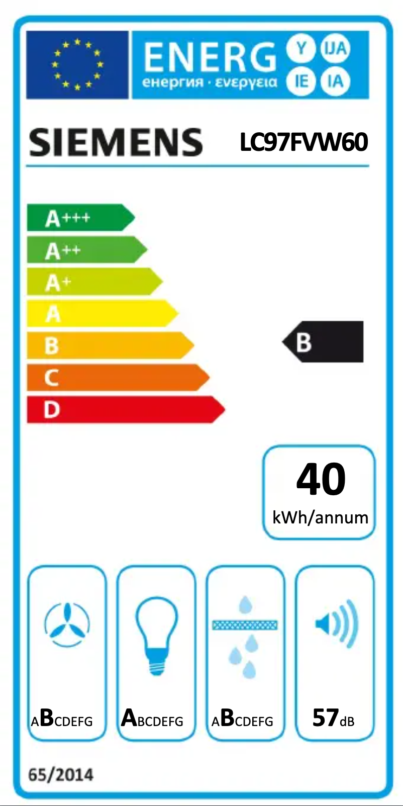 Page n°1 - Label énergétique Siemens LC97FVW60