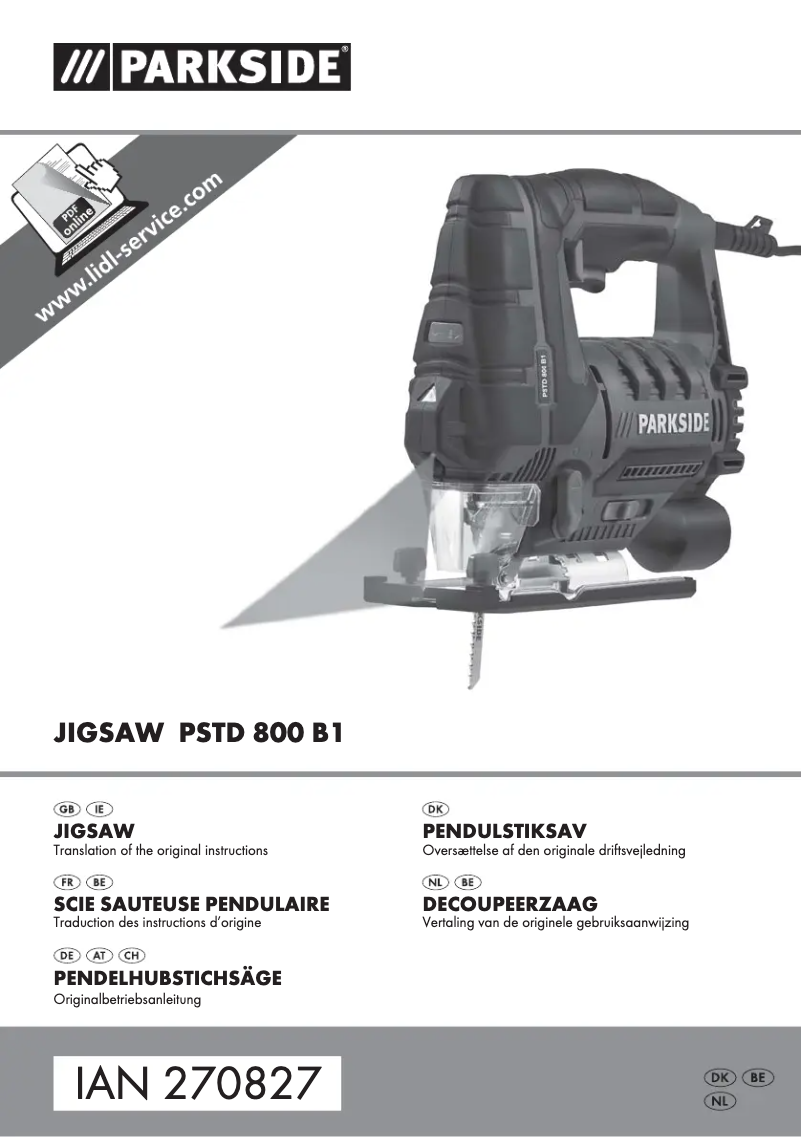 Page n°1 - Manuel utilisateur Parkside PSTD 800 B1