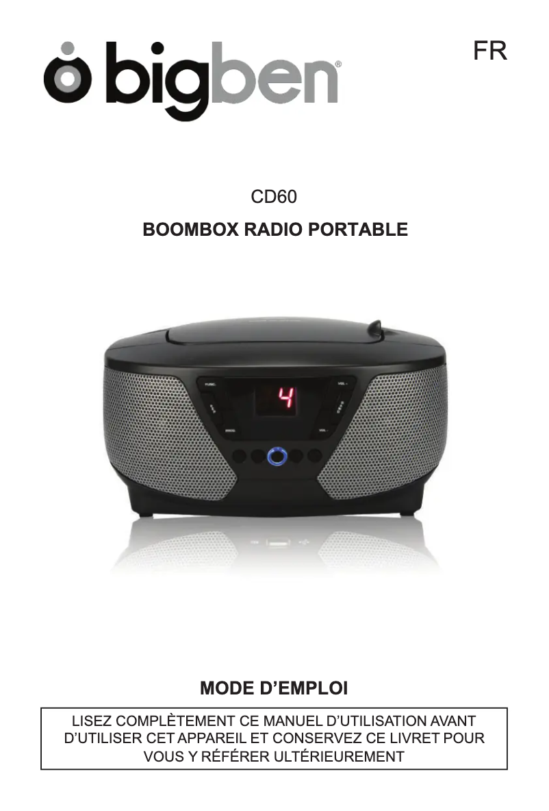 Page 1 de la notice Manuel utilisateur Bigben CD60