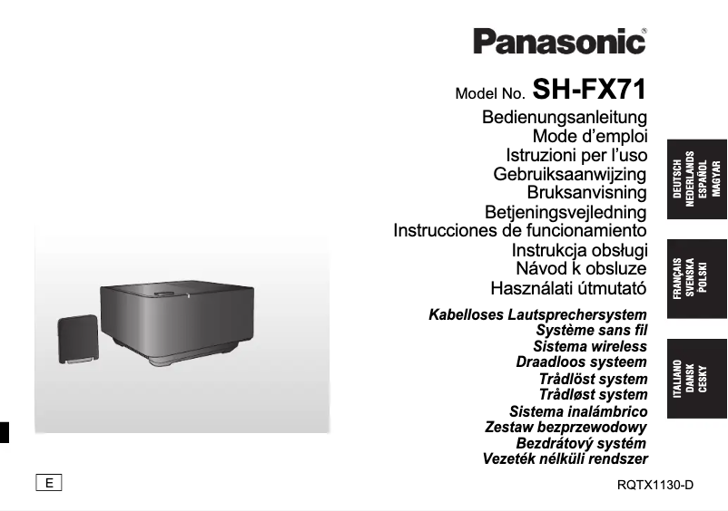 Page n°1 - Manuel utilisateur Panasonic SH-FX71