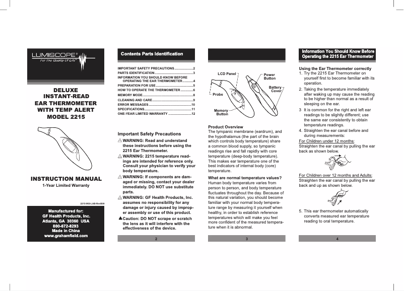 Image de la première page du manuel de l'appareil 2215
