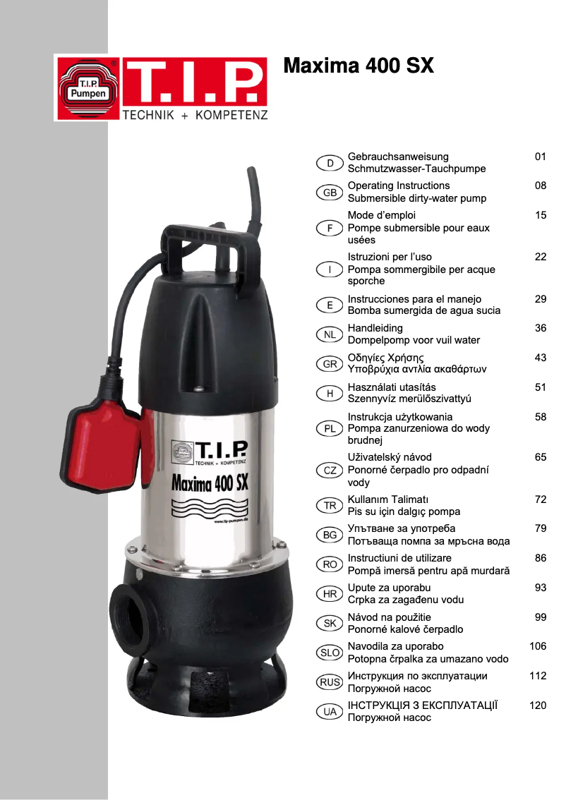 Page 1 de la notice Manuel utilisateur T.I.P. Maxima 400 CX