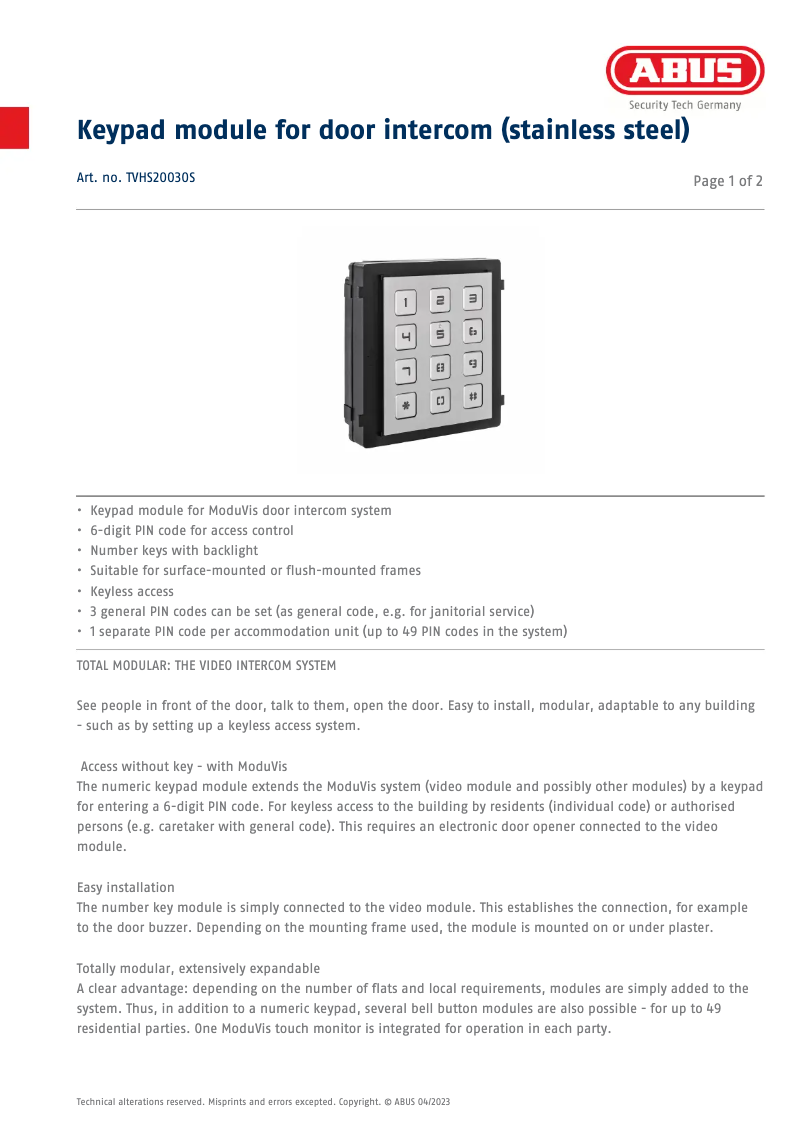 Image de la première page du manuel de l'appareil TVHS20030S