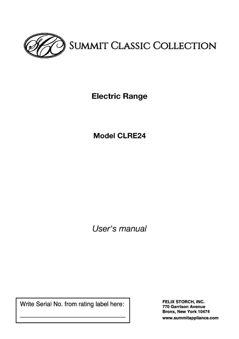Page 1 de la notice Manuel utilisateur Summit CLRE24