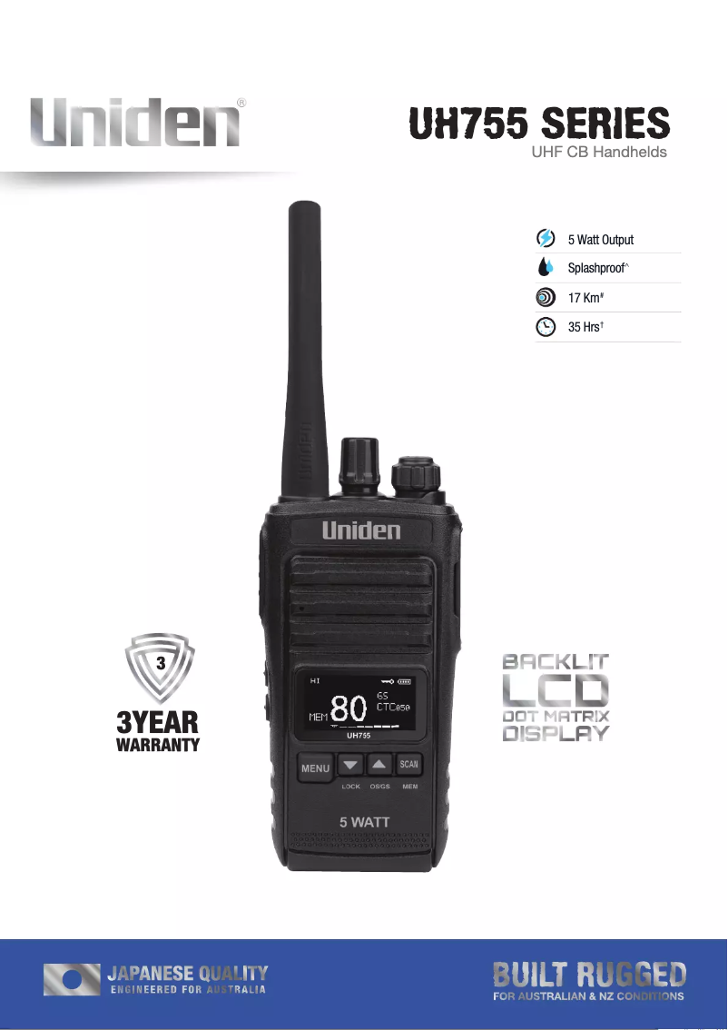 Página 1 del manual Folleto Uniden UH755