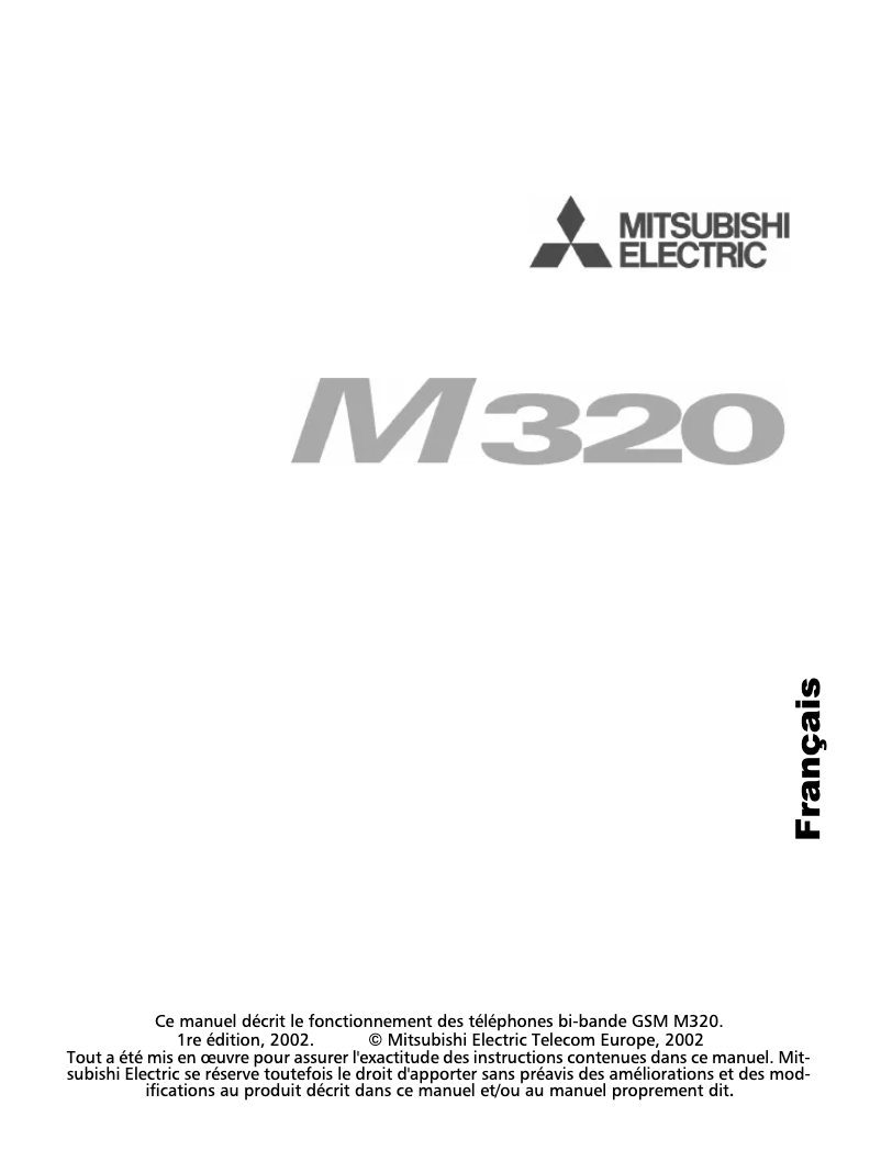 Page 1 de la notice Manuel utilisateur Mitsubishi M320