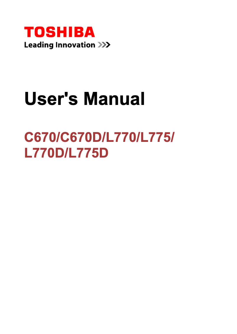 Page n°1 - Manuel utilisateur Toshiba Satellite L775