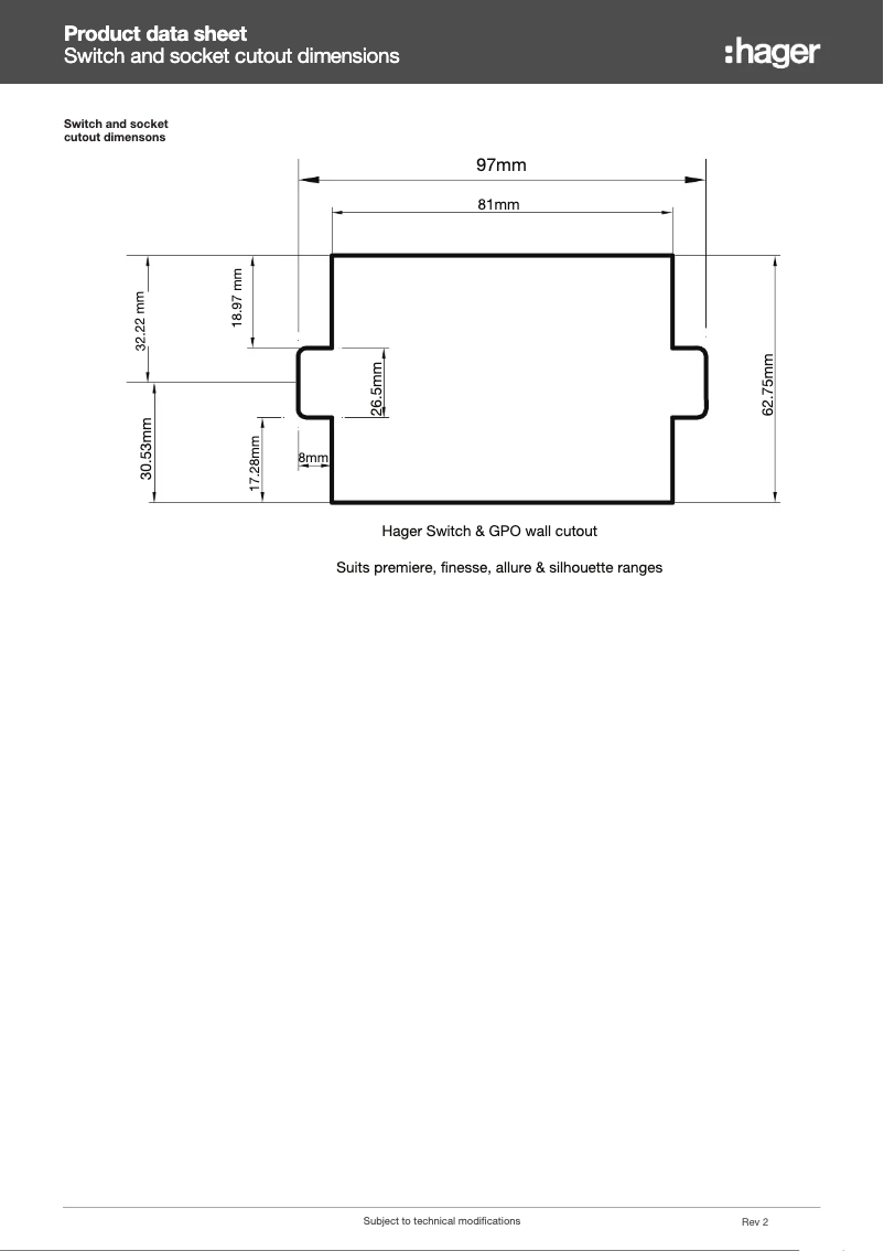 Page 1 de la notice Fiche technique Hager WBWSH2