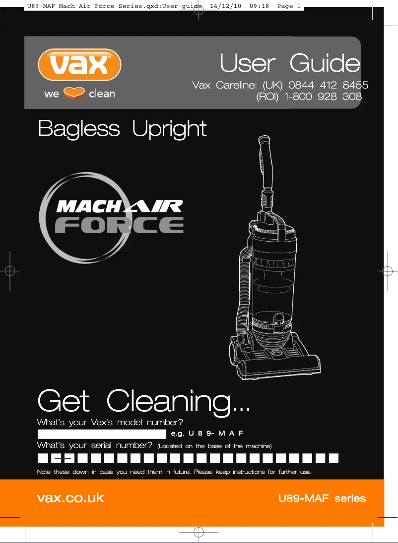 Página 1 del manual Manual de usuario Vax Air Force Pet