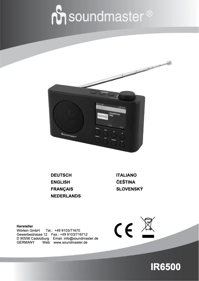 Page n°1 - Manuel utilisateur Soundmaster IR6500