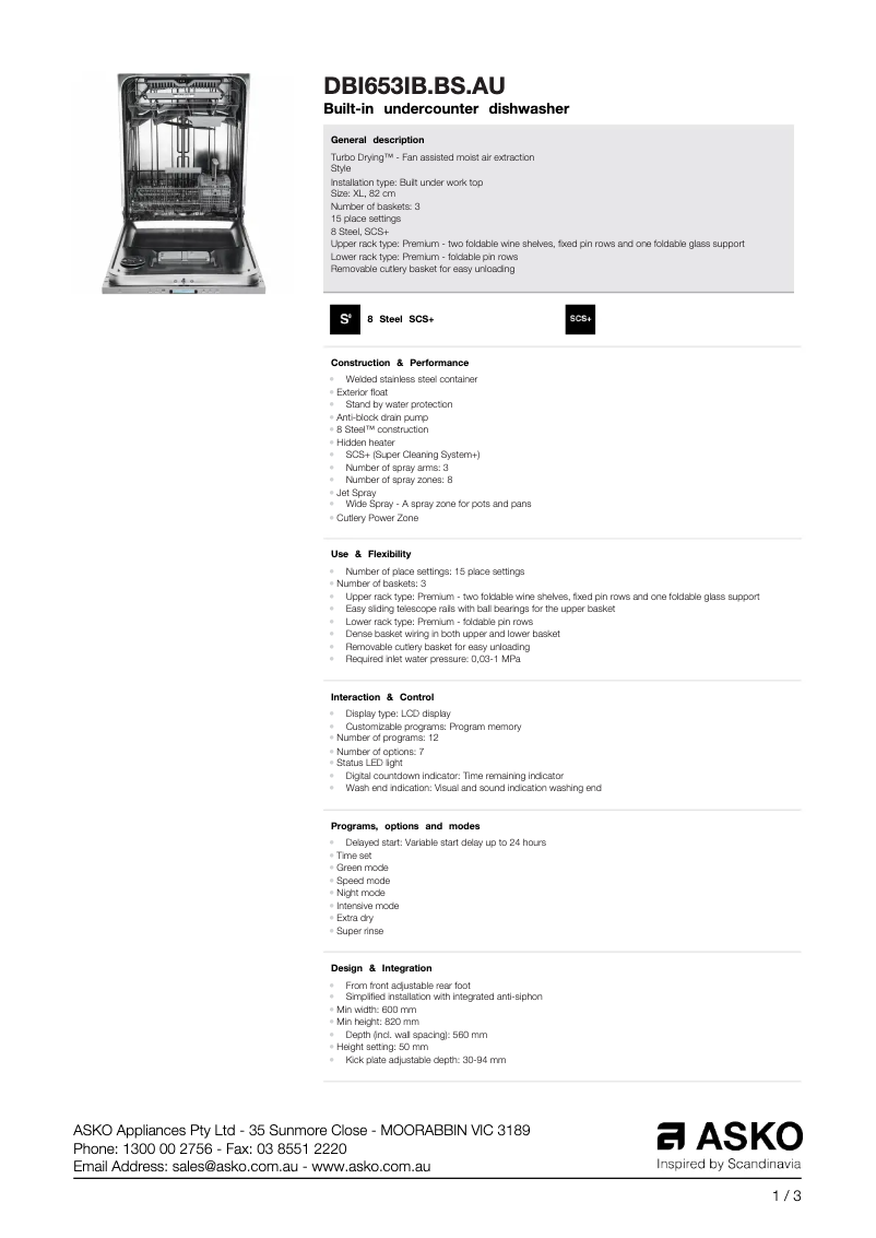 Image de la première page du manuel de l'appareil DBI653IB.BS.AU