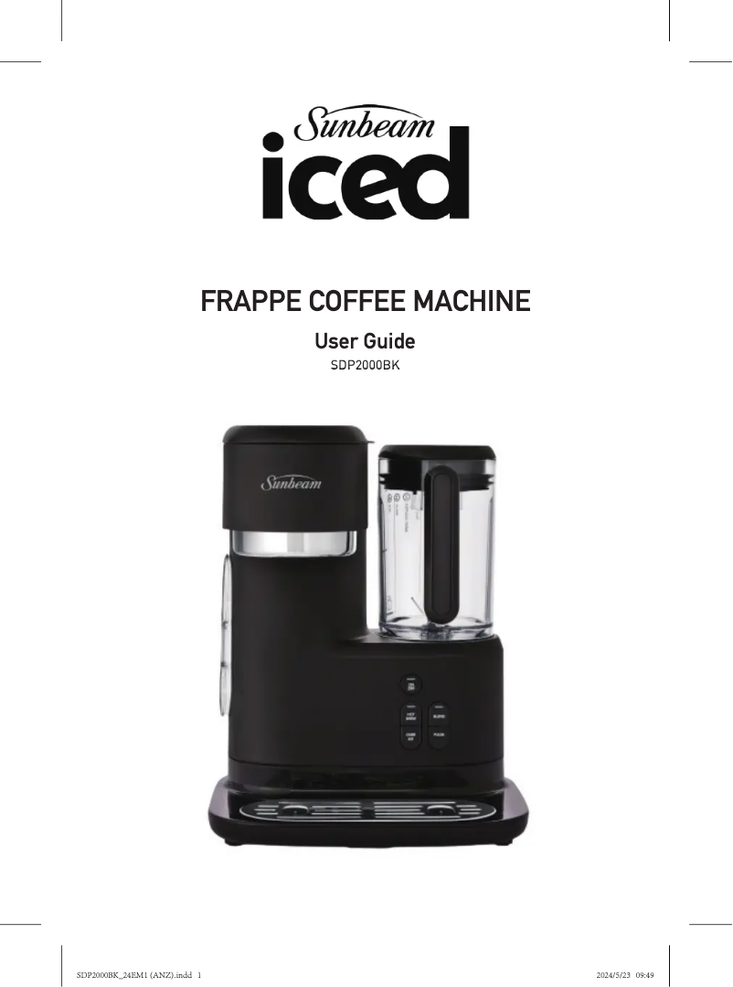 Page 1 de la notice Manuel utilisateur Sunbeam Frappe SDP2000BK