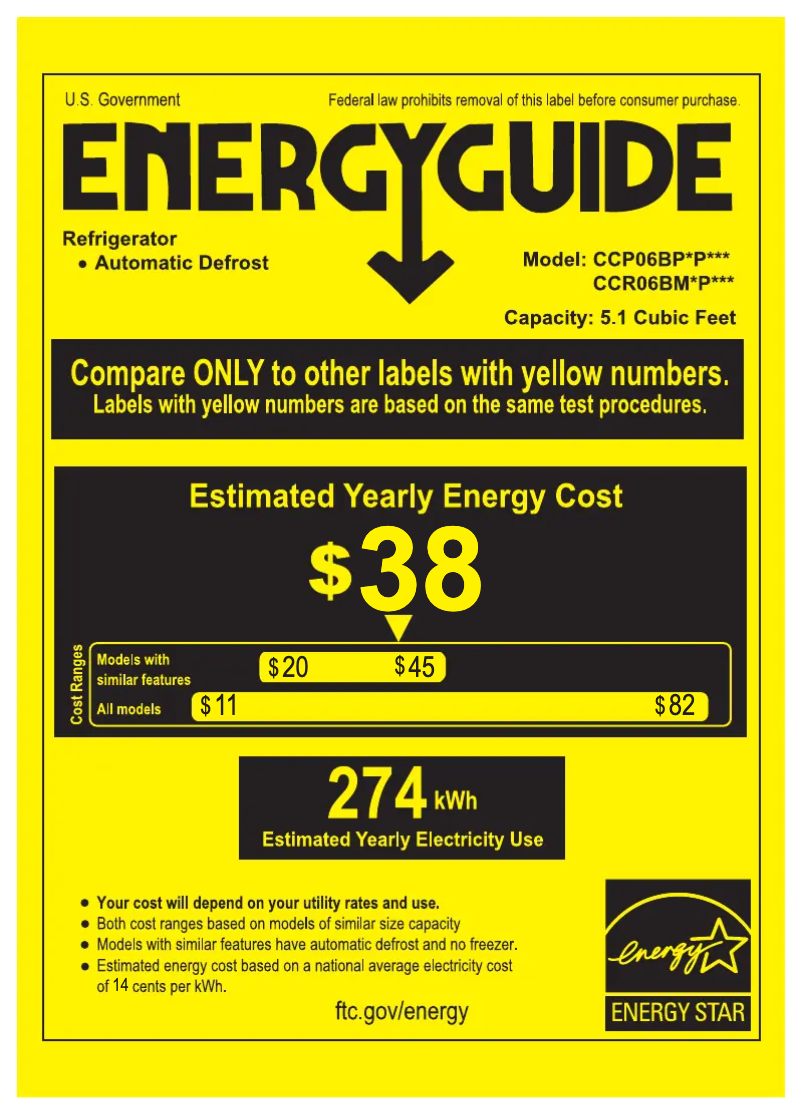 Página 1 del manual Etiqueta energética GE CCR06BM2PS5