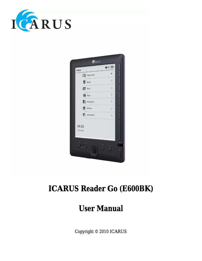 Página 1 del manual Manual de usuario Icarus Reader GO E600BK