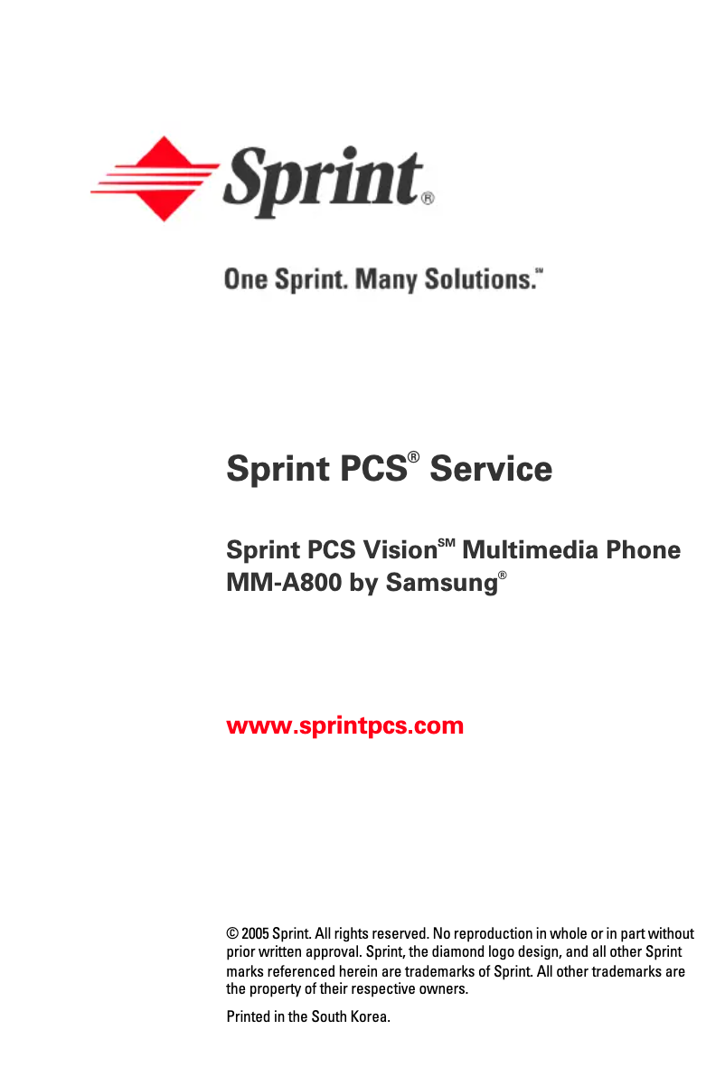 Page 1 de la notice Manuel utilisateur Samsung SPH-A800