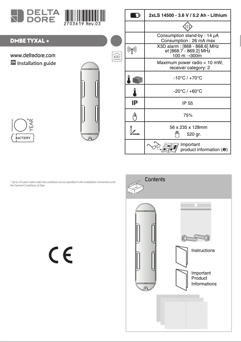Image de la première page du manuel de l'appareil Tyxal+ DMBE