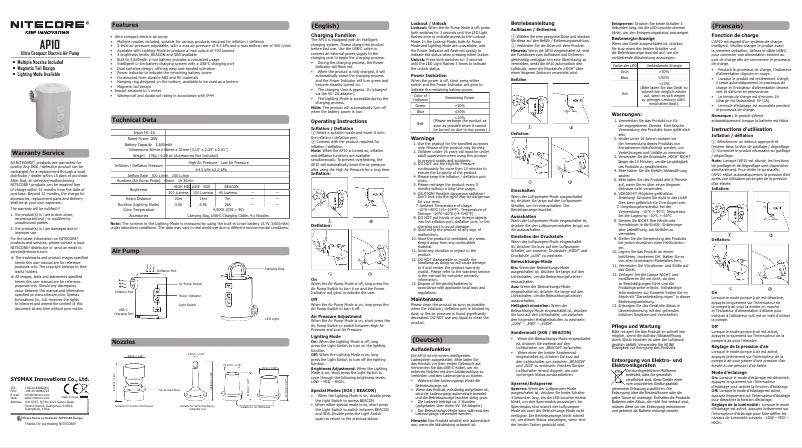 Page n°1 - Manuel utilisateur Nitecore AP10
