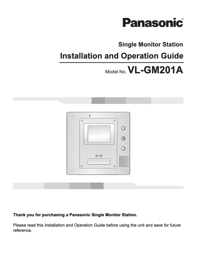 Page 1 de la notice Manuel utilisateur Panasonic VL-GM201A