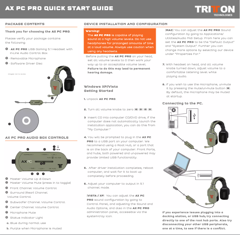 Page n°1 - Manuel utilisateur Tritton AX PC Pro