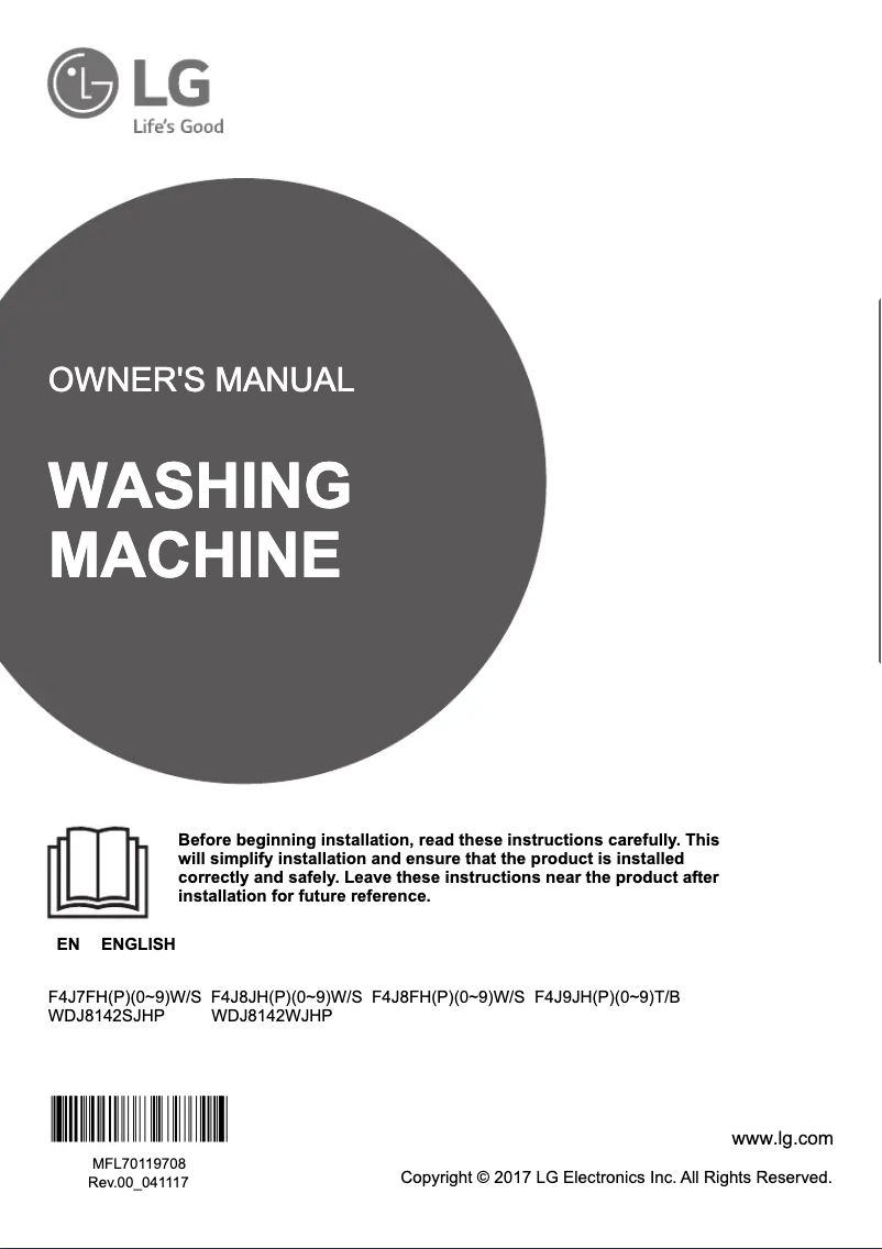 Page n°1 - Manuel utilisateur LG WDJ8142SJHP