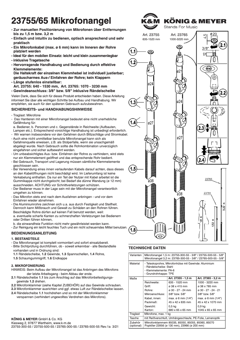 Page n°1 - Manuel utilisateur Konig & Meyer 23755