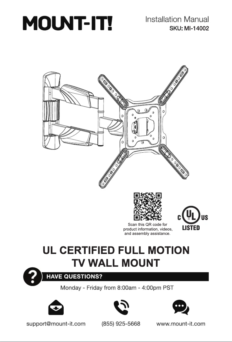 Page n°1 - Manuel utilisateur Mount-It! MI-14002