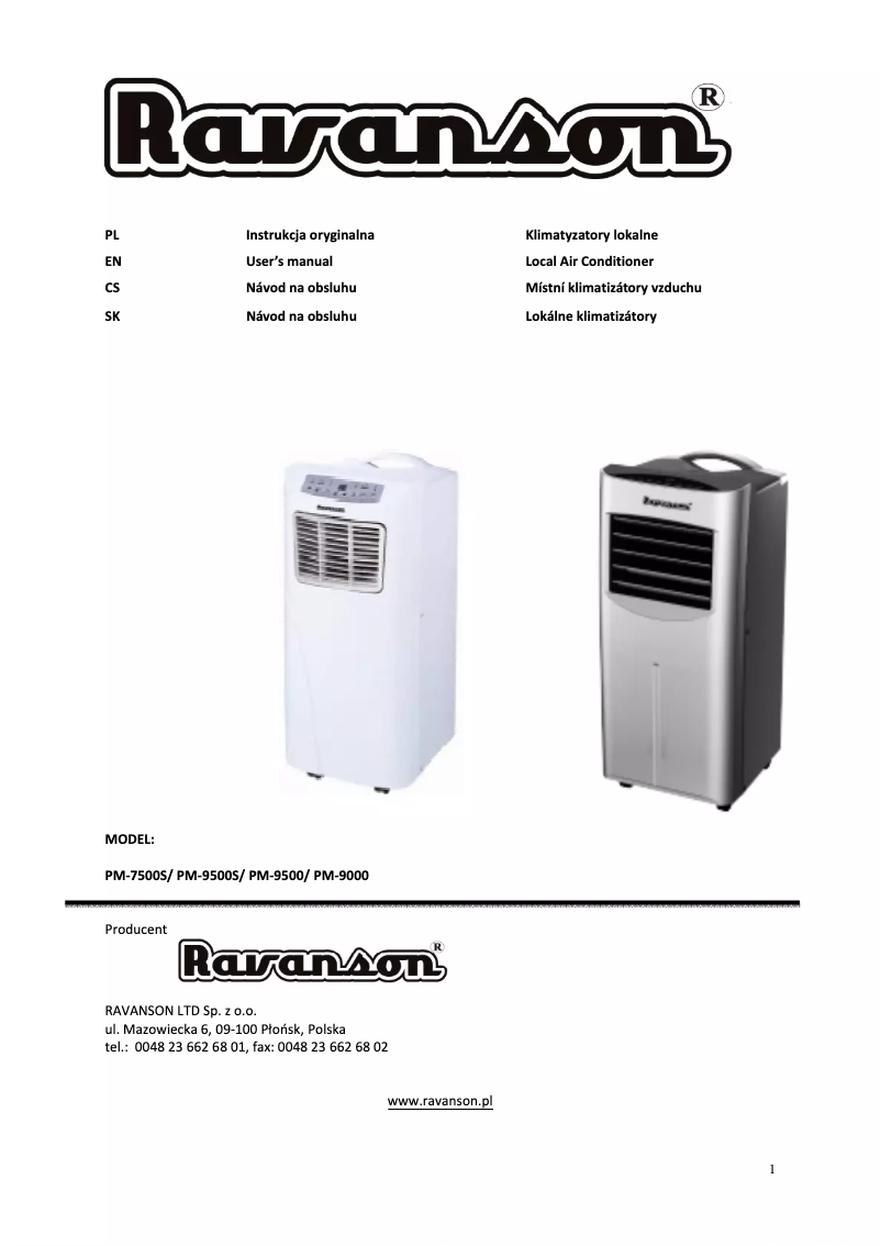Page n°1 - Manuel utilisateur Ravanson PM-7500S