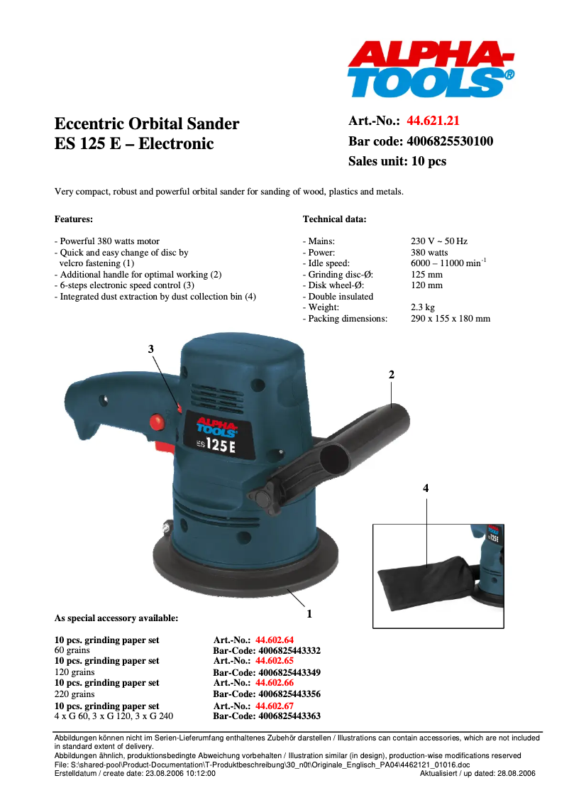 Image de la première page du manuel de l'appareil ES 125 E