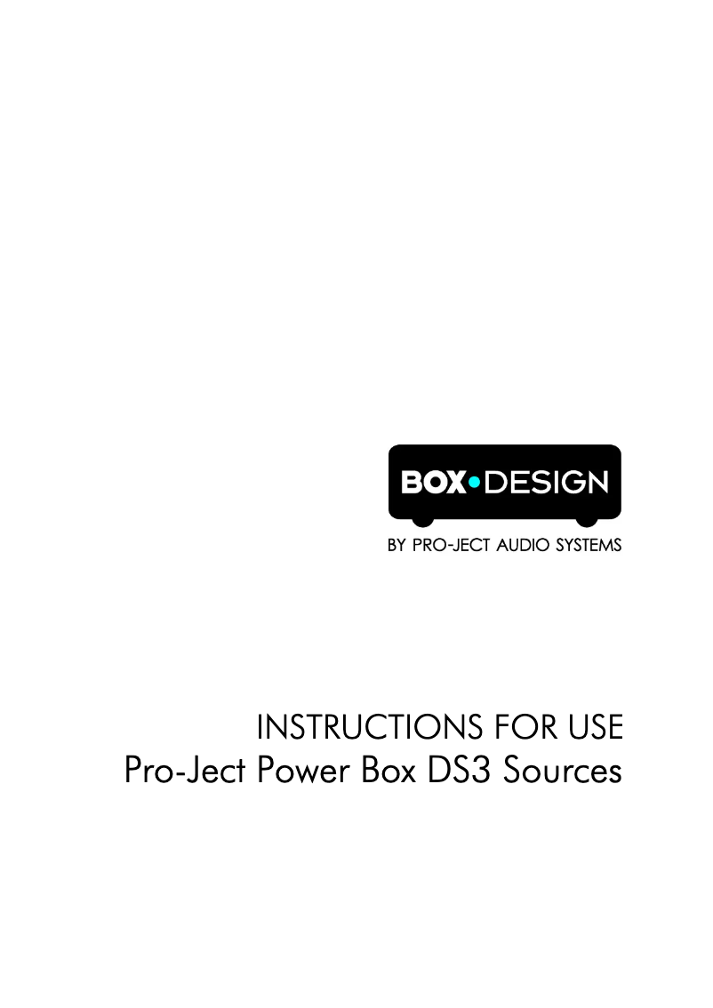 Page 1 de la notice Manuel utilisateur Pro-Ject Power Box DS3 Sources
