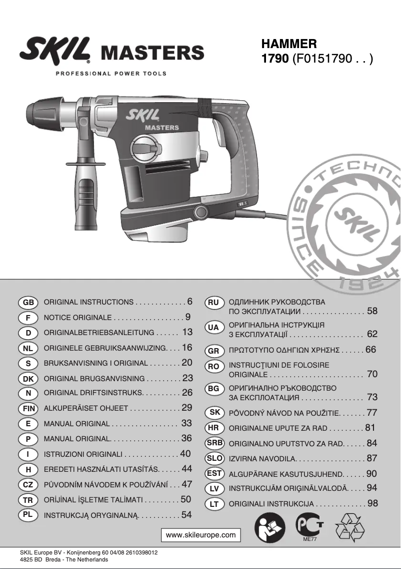 Page 1 de la notice Manuel utilisateur Skil 1790 MA