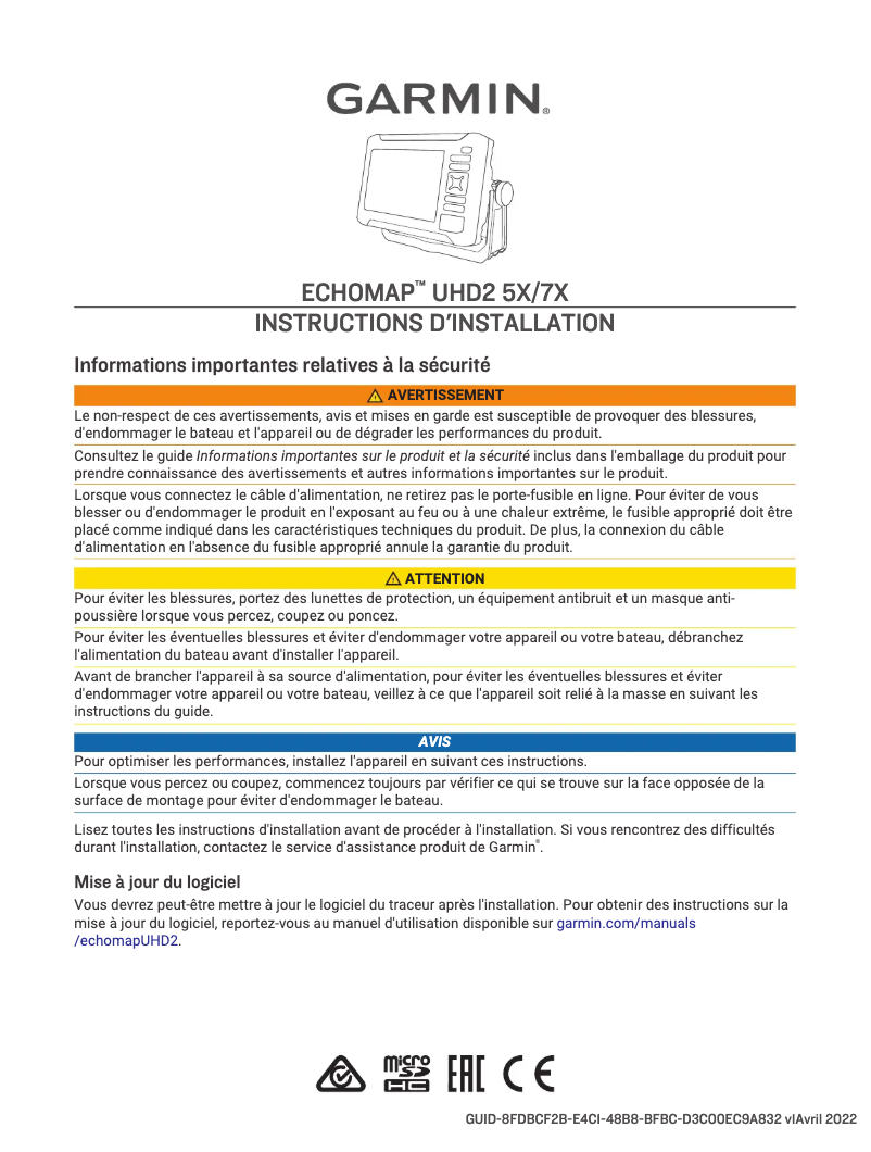 Image de la première page du manuel de l'appareil ECHOMAP UHD2 7X