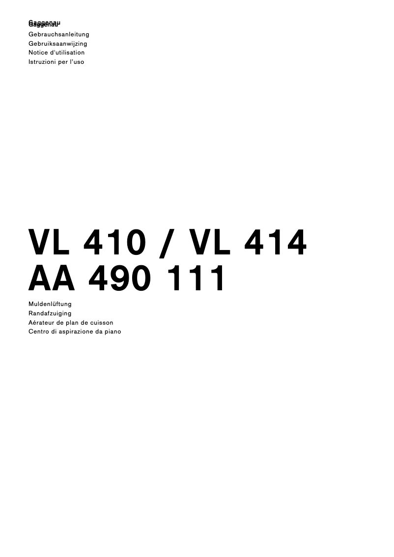 Page 1 de la notice Manuel utilisateur Gaggenau AA490111