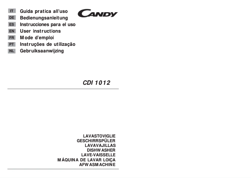 Page n°1 - Manuel utilisateur Candy CDI 1012