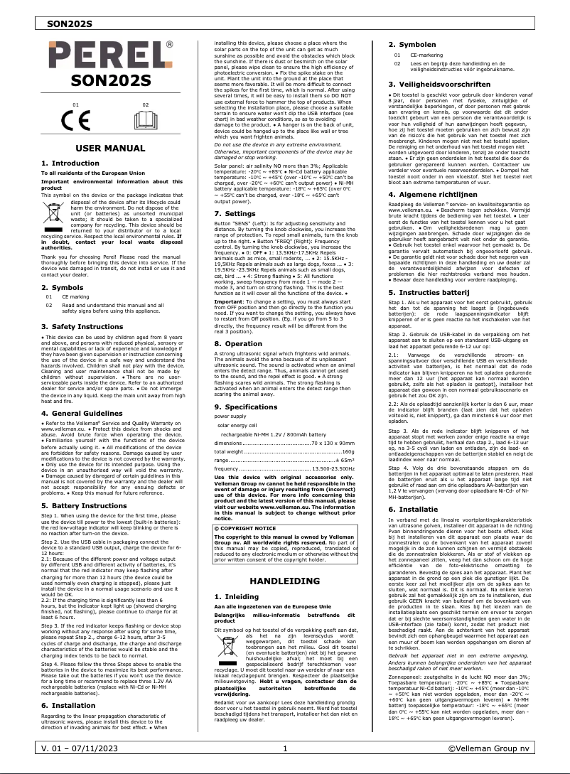 Página 1 del manual Manual de usuario Perel SON202S