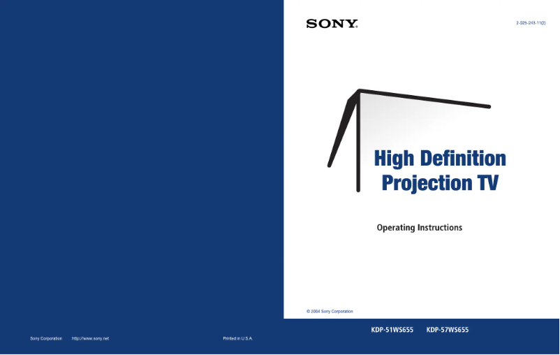 Page n°1 - Manuel utilisateur Sony KDP-57WS655